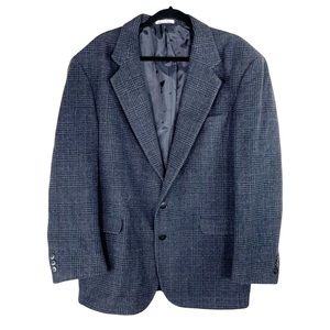 Haggar Gallery Soft Plaid Wool Gray Blazer